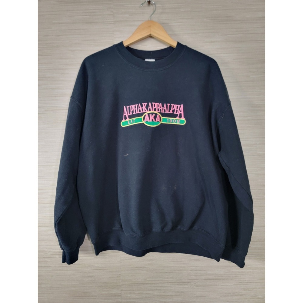 Gildan Alpha Kappa Alpha Sweatshirt Women XL Navy Fleece Lined Heavyweight Blend